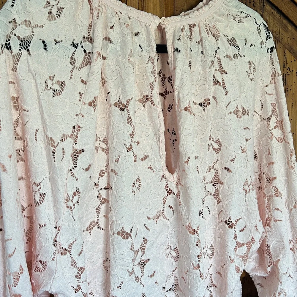 Free People Ballet Pink Olivia Lace Top Blouse